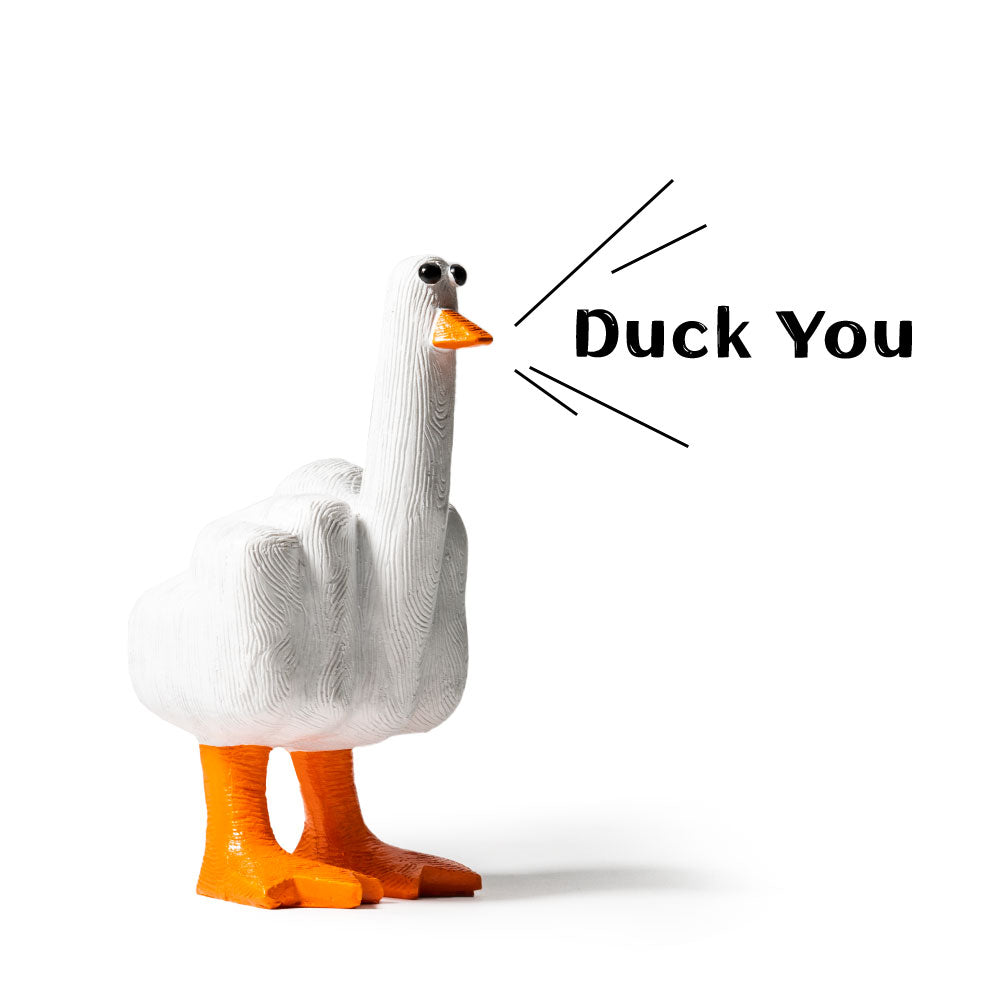 "DUCK YOU" Middle Finger Duck - Funny Resin Desk Ornament 14.8*7.6CM