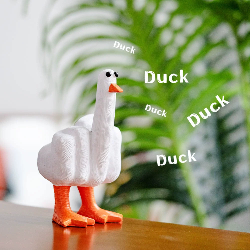 "DUCK YOU" Middle Finger Duck - Funny Resin Desk Ornament 14.8*7.6CM