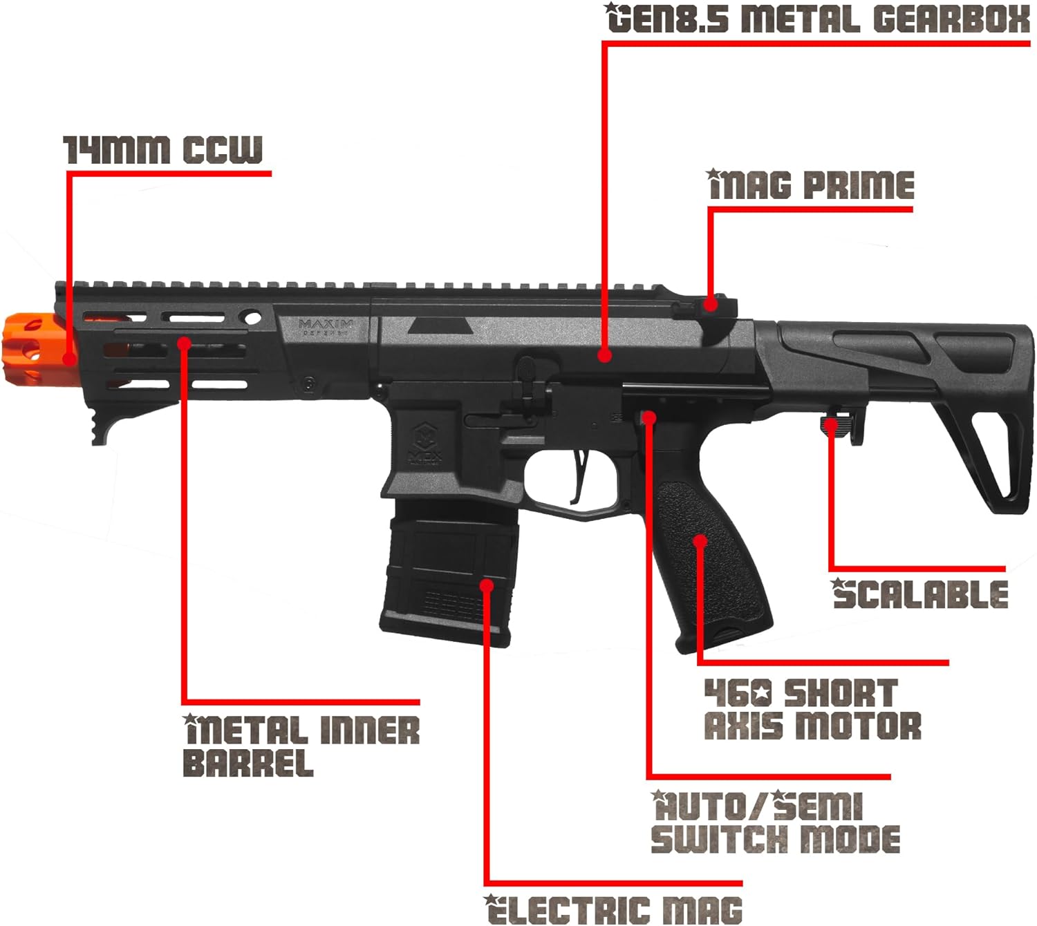 Modified Electric Splatter Gel Ball Blaster PDX - Gen8.5 Metal Gearbox- 11.1V High Power  - Ages 16+(Black)