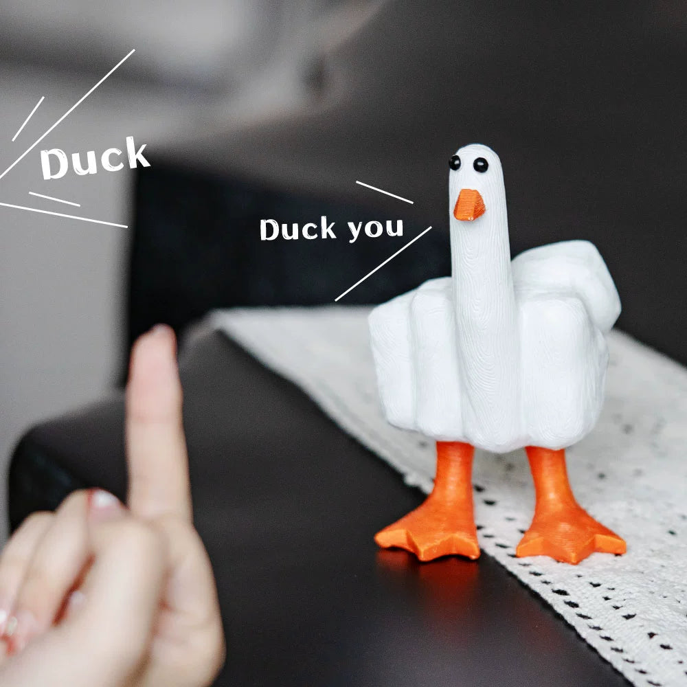 "DUCK YOU" Middle Finger Duck - Funny Resin Desk Ornament 14.8*7.6CM