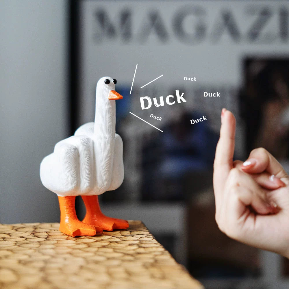 "DUCK YOU" Middle Finger Duck - Funny Resin Desk Ornament 14.8*7.6CM