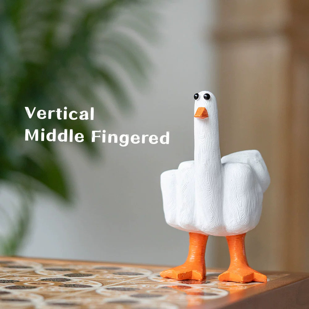 "DUCK YOU" Middle Finger Duck - Funny Resin Desk Ornament 14.8*7.6CM