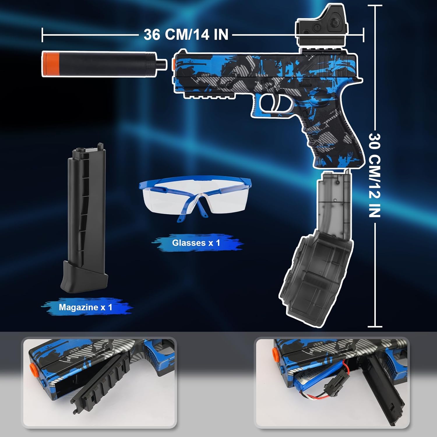 Electric Gel Ball Blaster with Drum - JM-X2 Manual and Automatic Splatter Pistol