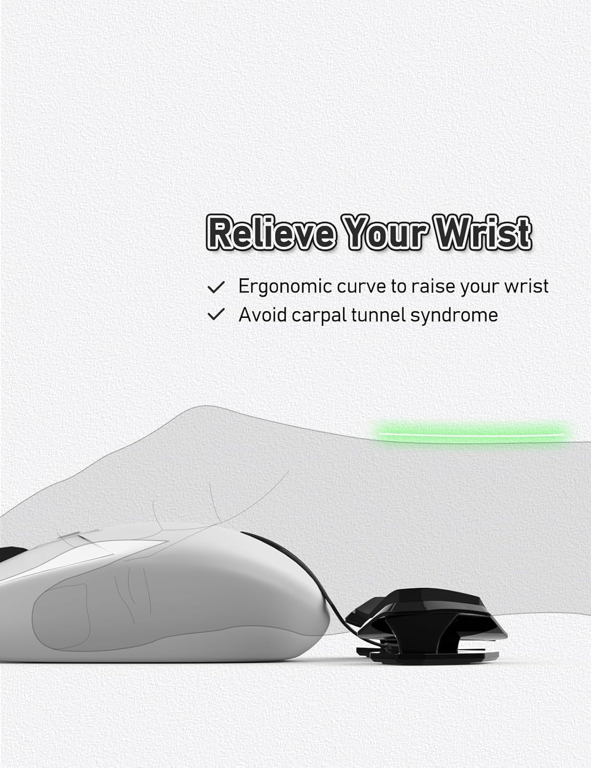 YaGee Mouse Wrist Rest, Ergonomic Right-Handed Support for Gaming, Office, Coding